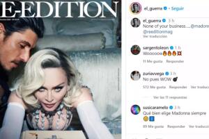 Alberto Guerra junto a Madonna para la portada de una revista en abril pasado.
