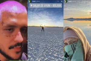 Christian Nodal visitó el Salar de de Uyuni, en Bolivia, horas después de darse a conocer el video en el que besa en la boca a Cazzu.