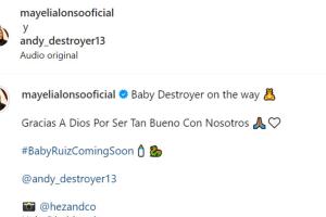 Este es el mensaje que Mayeli Alonso y Andy Ruiz Jr. compartieron para confirmar que ella está embarazada.  