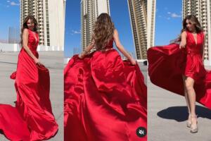 La primera en lucir el vestido fue Thalía.