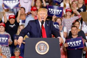 U.S. President Donald Trump speaks at a "Keep America Great" campaign rally in Greenville