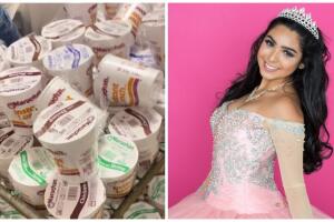 Sirven sopa instantánea en fiesta de XV Años en México. 