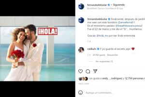 Fernando del Solar anunció su boda con Anna Ferro con esta imagen.