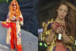 Shakira compartió la foto en donde aparece la madre de uno de los compañeros (izq.) de su hijo Milan disfrazada como la artista aparece en el video 'Monotonía'.