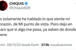Este es el mensaje en el que Chiquis expresa que teme por su vida. 