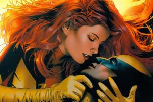 Wolverine y Phoenix (Jean Grey) a punto de besarse