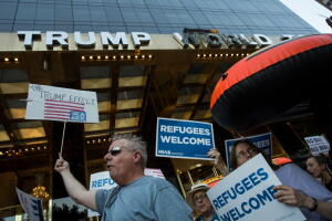 Protesta contra el veto migratorio de Trump en Nueva York.