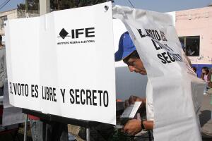 A Mexican citizen casts his ballot 