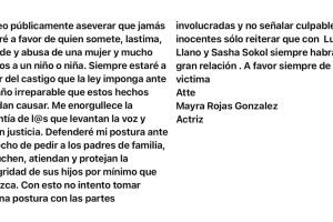 Este fue el comunicado de Mayra Rojas ante la polémica que generó su opinión del caso Sasha Sökol y Luis de Llano. 