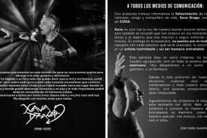 Xavi Drago dejó un mensaje de despedida; la agrupación Coda lamentó la muerte de su vocalista