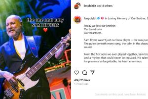 Así confirmó Limp Bizkit la muerte de su bajista Sam Rivers, quien tenía solo 48 años.
