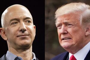 Jeff Bezos, CEO de Amazon, y el presidente Donald Trump.
