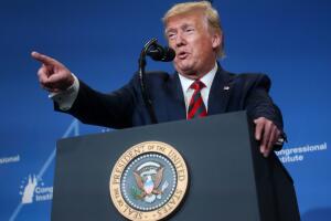U.S. President Trump speaks at a House Republican retreat in Baltimore, Maryland, U.S.