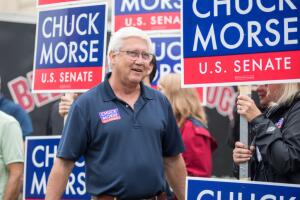 New Hampshire Senate Candidate Chuck Morse Campaigns On The State's Primary Election Day