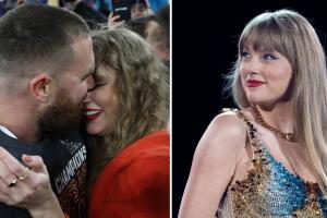 Taylor Swift junto a Travis Kelce en el estadio M&T Bank el pasado 28 de enero