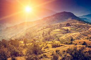 Nature travel landscape in sunset light