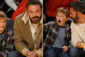 Ben Affleck y su hijo Samuel con las emociones  al límite en un partido de baloncesto en Los Ángeles