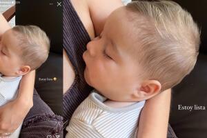 Esta es la foto que publicó Karina Banda este fin de semana en la que se le ve cargando a un bebé. 