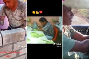 Albañil sin manos inspira a TikTok con su tenacidad