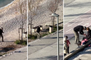 Hombre mayor lleva agua del mar a su esposa: video viral