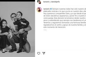 Tania Rincón dio a conocer su separación de Daniel Pérez con esta foto y comunicado.