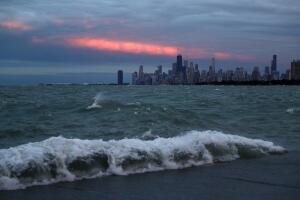 Olas en el lago Michigan