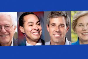 Candidatos demócratas que participarán en el foro  Lulac-Univision: Sanders, Castro, O'Rourke, Warren.