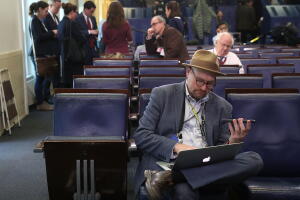 Thrush en la sala de prensa de la Casa Blanca en una foto de febrero de 2017, cuando empezó su trabajo con 'The New York Times'.