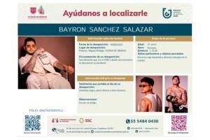 Autoridades mexicanas emiten ficha de búsqueda para localizar al cantante Bayron Sánchez.