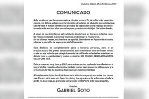 Comunicado de prensa Gabriel Soto