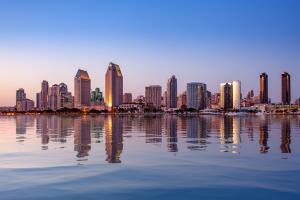 San Diego Skyline at sunset from Coronado