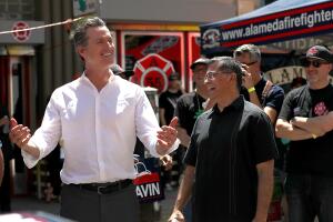 California Gubernatorial Candidate Gavin Newsom Campaigns In Oakland Ahead Of Tuesday's Primary