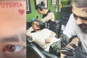 En el lugar en que tenía 'utopía', Christian Nodal se colocó el tatauje de una flor en la frente.