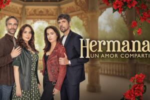Protagonistas de la telenovela Hermanas, un amor compartido