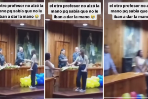 Joven no le dio la mano a dos de sus profesores en su ceremonia de graduación: video se hace viral