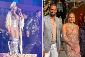 Jennifer López con la emprendedora Pinky Reddy y su esposo GV Sanjay Reddy