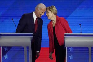 Biden y Warren, la última vez que se vieron en un debate en Houston, Texas, en septiembre de 2019.