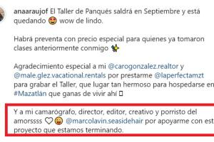 En este mensaje del 24 de julio, Ana Araujo dijo que Marco Lavin era su "'porristo' del 'amorssss'".