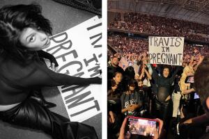 Kourtney Kardashian preparando su anuncio.