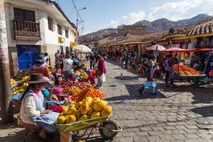 Fruit market in the steets of Cusco, Peru
