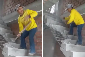Albañil destruye escalera al entrarse de que no le pagarán su trabajo: video se viraliza en TikTok