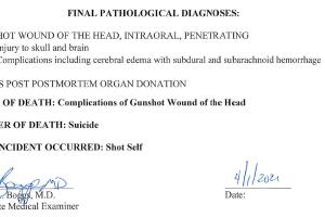 Medical Examiner's final diagnosis in case of Bello-Ortiz