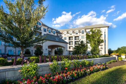 Plano, Texas, USA - August 30th, 2021: The Huntington, Luxury Apartments building street view
