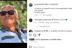 Así despidió Alfonso 'Poncho' Herrera a su padre en Instagram.