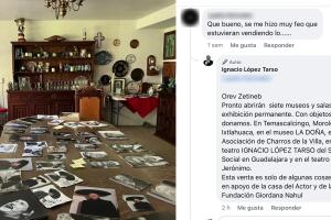 A la derecha aparecen algunos de los objetos de Ignacio López Tarso que se pusieron a la venta en México este fin de semana. A la izquierda, la respuesta de sus hijos ante las críticas.   