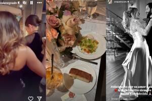 Amara 'La Negra' y Ana Patricia Gámez bailaron mucho en la fiesta, en donde hobo un gran banquete en la boda de Migbelis Castellanos. 