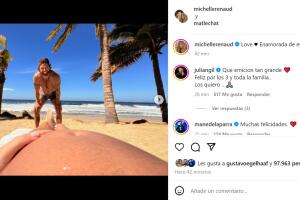Michelle Renaud confirmó que está embarazada de Matías Novoa con esta foto. 