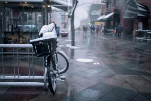 Bicycle in Snow in Denver