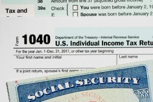 USA Social Security Card on calculations of tax for retirement