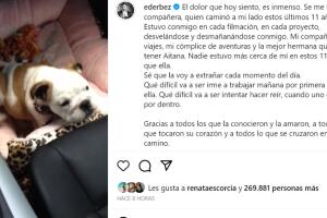 Eugenio Derbez dio a conocer la muerte de Fiona con esta conmovedora publicación en Instagram.